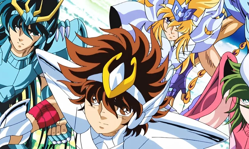Imagem de capa com personagens do Cavaleiros do Zodíaco