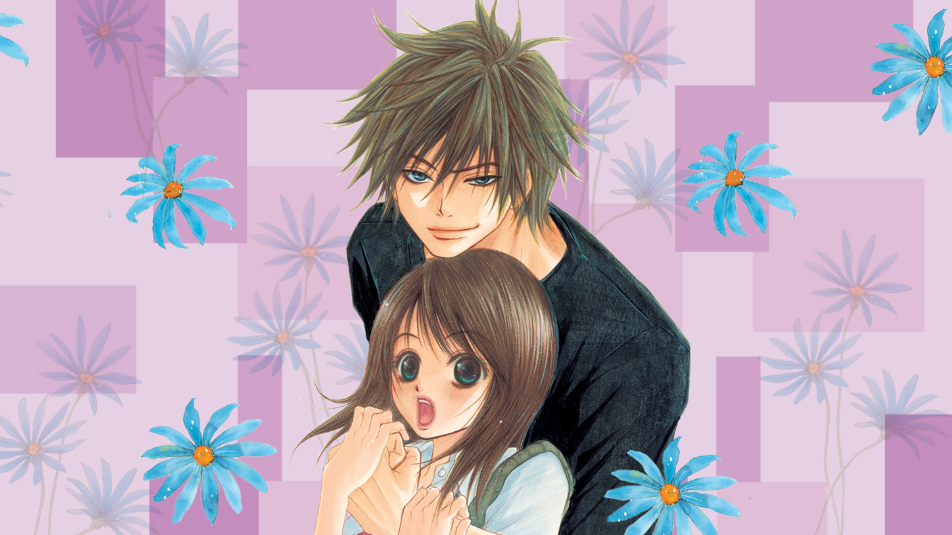 Key visual do anime Dengeki Daisy com os protagonistas Teru e Kurosaki