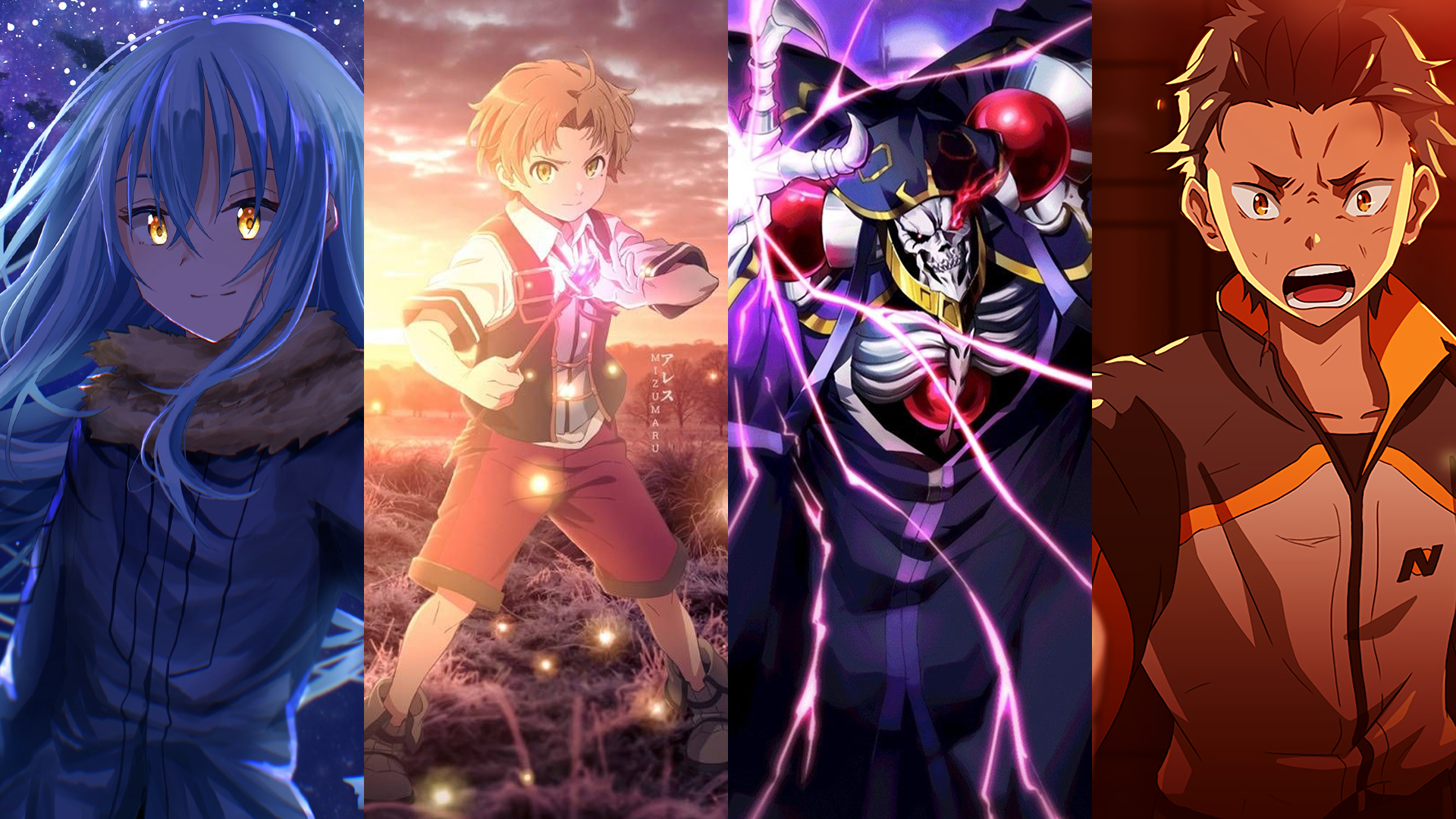 Capa: Colagem com personagens de Isekai lado a lado