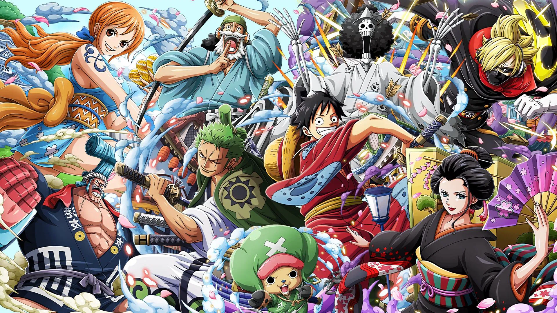 poster divulgação com personagens de one piece