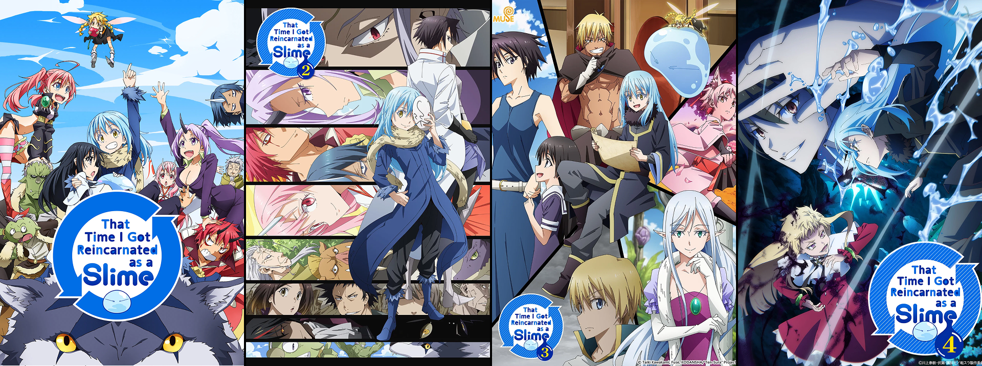 Evolução visual de That Time I Got Reincarnated as a Slime da 1ª à 4ª temporada