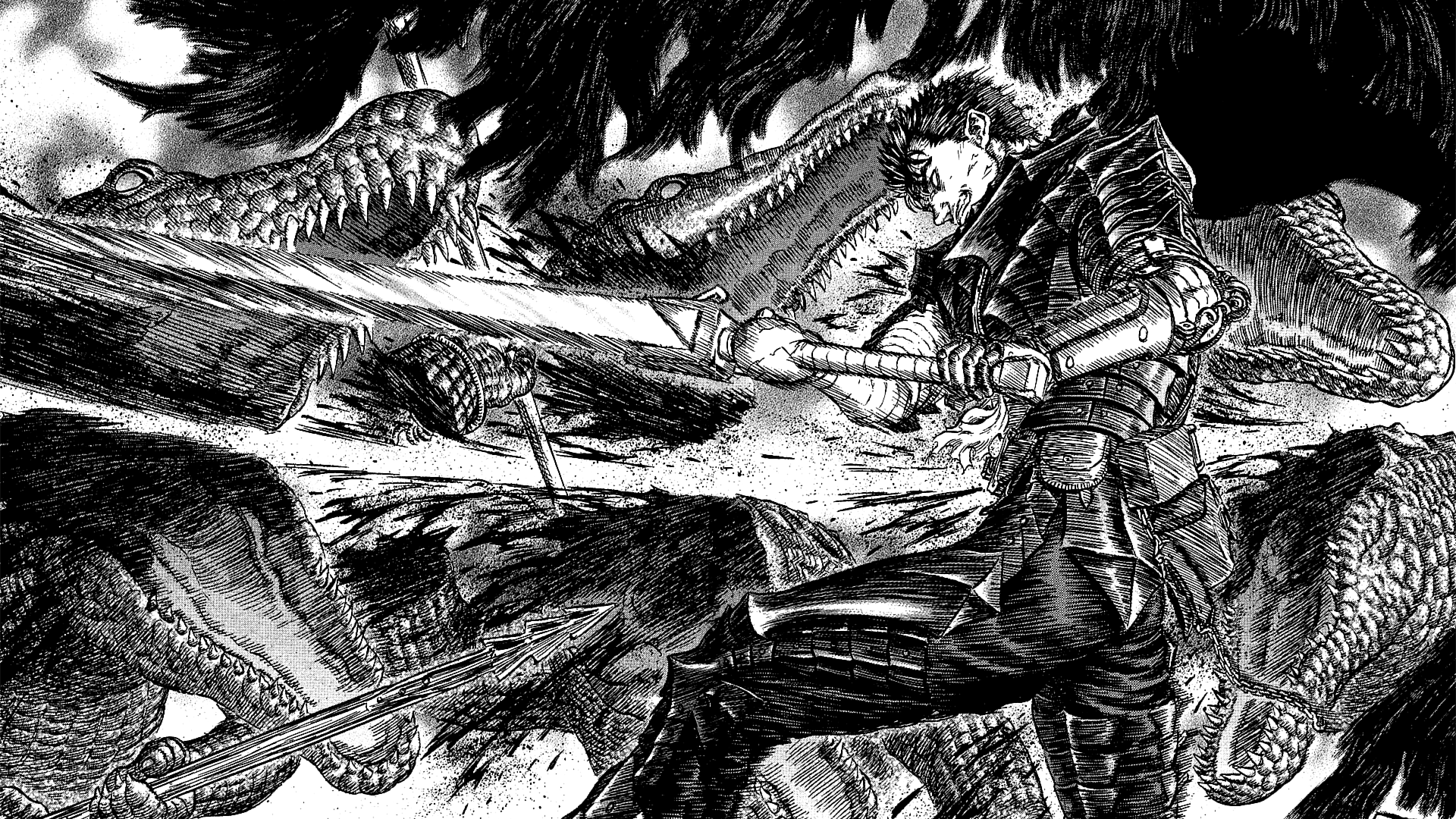 imagem do mangá onde guts está lutando