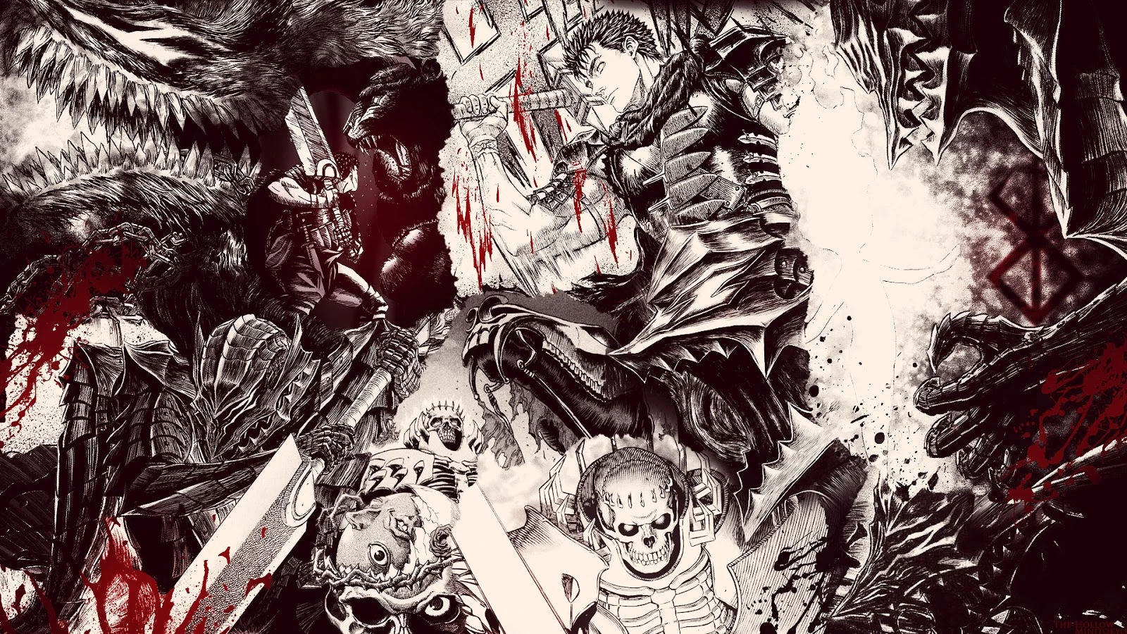 fan art duo color do mangá com guts ao centro