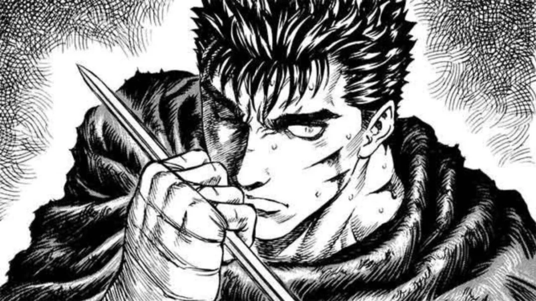imagem ilustrativo dos arcos do mangá com guts no centro