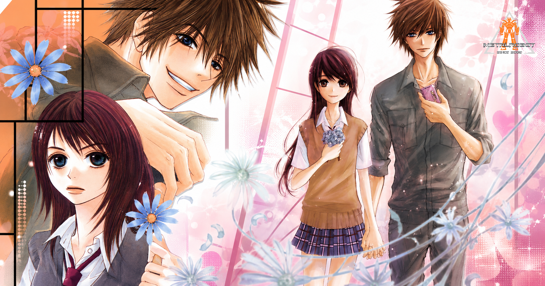 Protagonistas Teru e Kurosaki de Dengeki Daisy