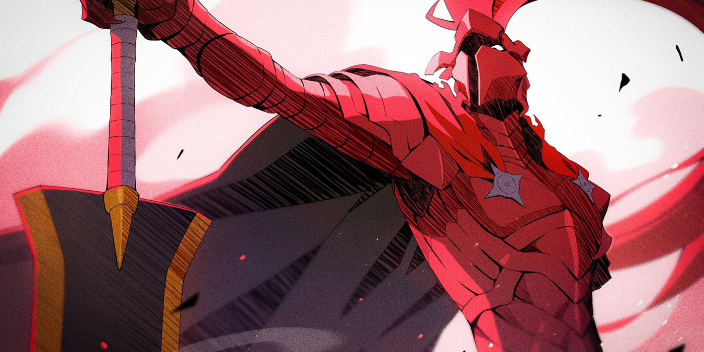 Igris, o Vermelho, de Solo Leveling segurando sua espada