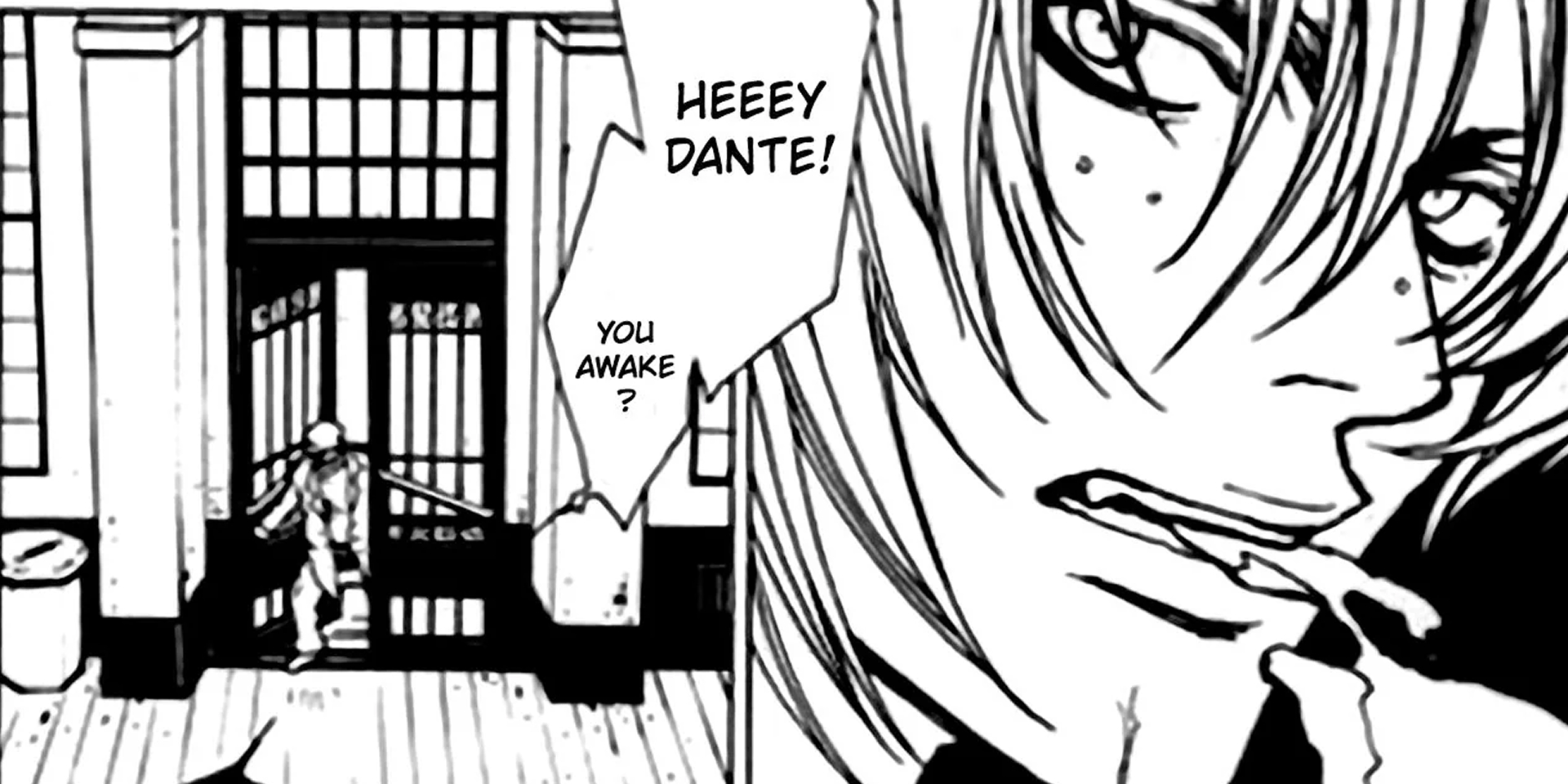 Frame do mangá Devil May Cry, destacndo o Dante