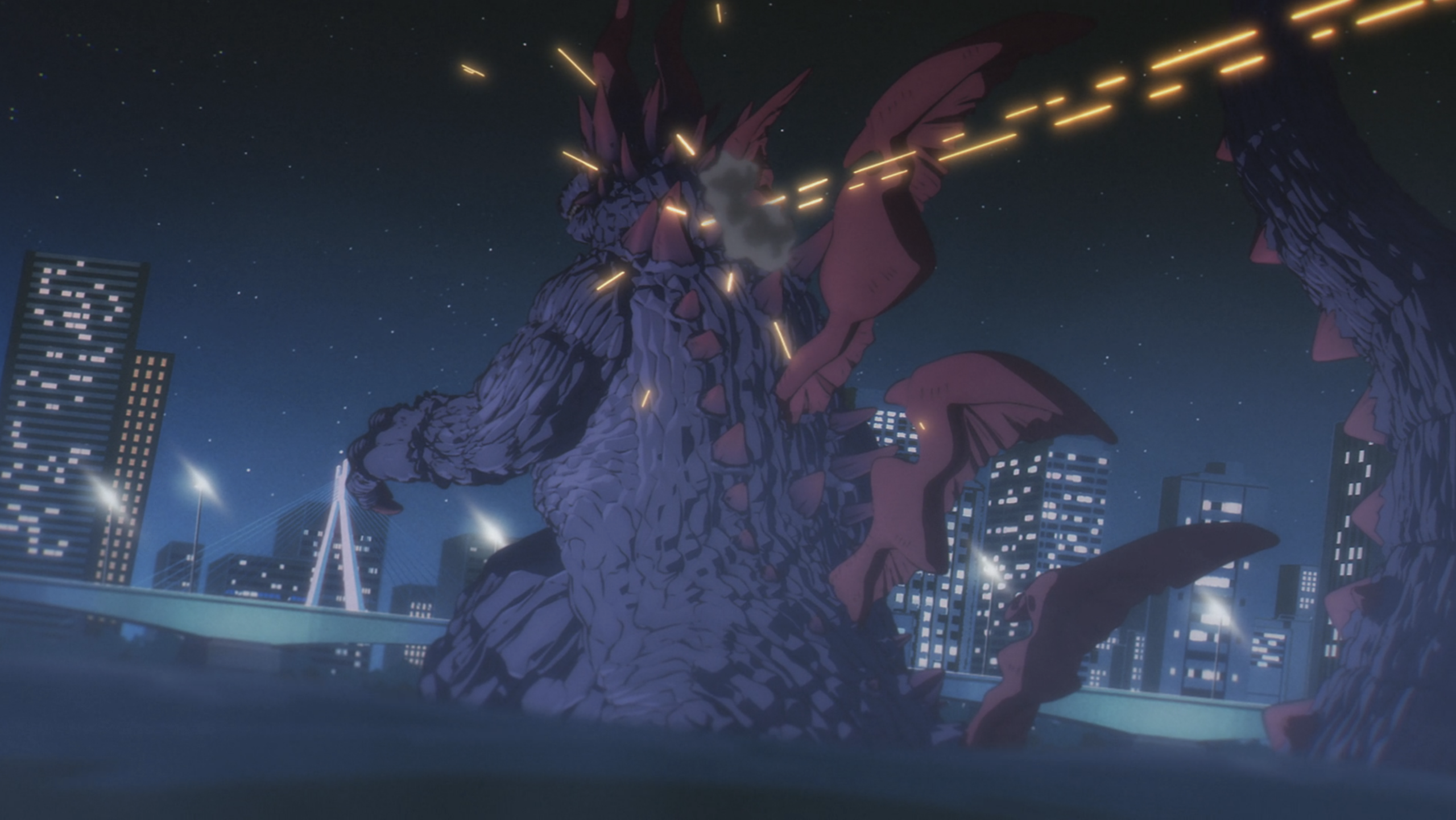 Kuroe transformada em Kaiju sendo atacada por humanos em Kaiju Girl Caramelise
